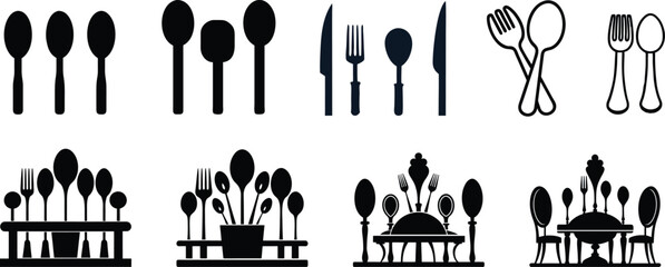 set of cutlery silhouettes