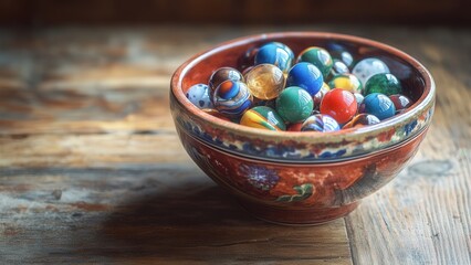 Colorful Marble Collection in a Decorative Bowl