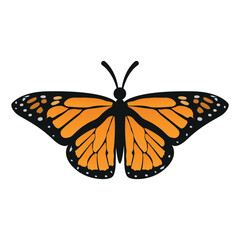 Butterfly illustration silhouette on white Background.