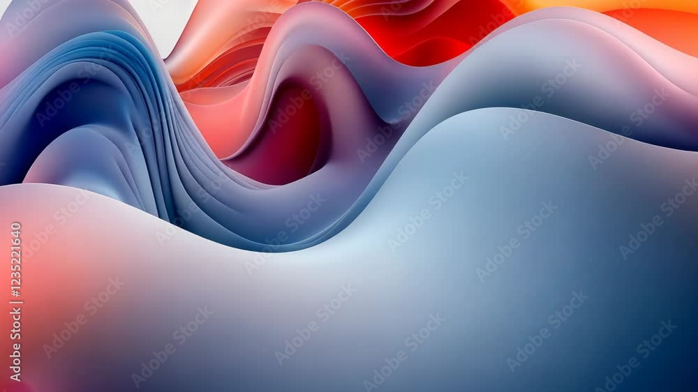 Poster abstract waves of color blend harmoniously, creating a dynamic visual experience in hues of blue and