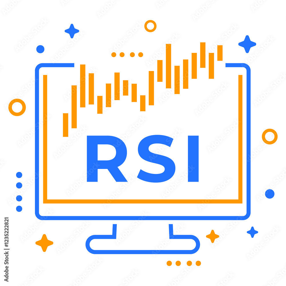 Poster rsi indicator icon, relative strength index