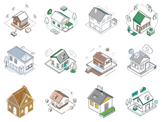 House icon set for real estate websites, blogs, presentations, interior design, and housing-related projects