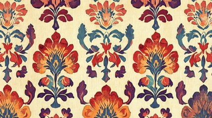 Ethnic Work Mughal Art Pattern Design Allover Print
