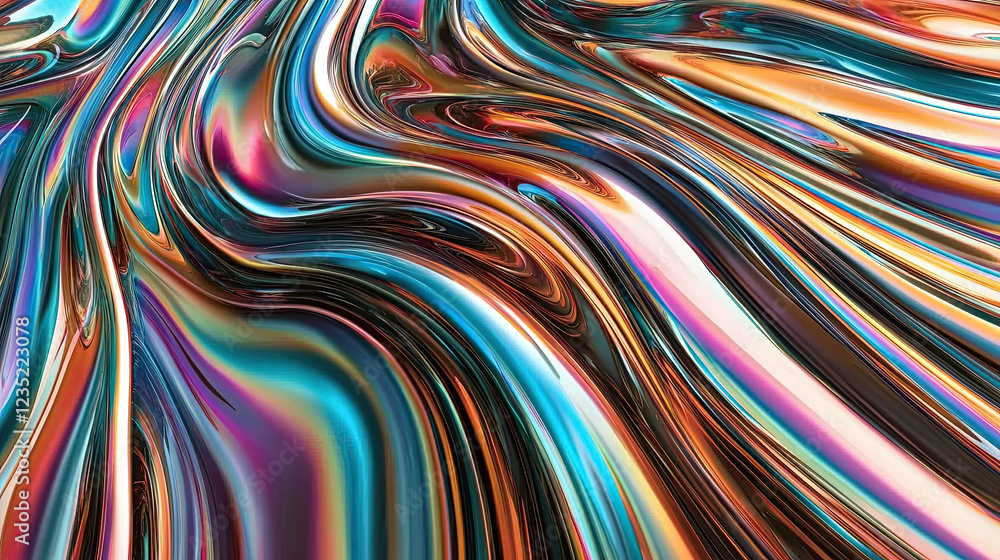 Poster Colorful Melting Shapes Create an Abstract Visual Experience With Liquid-Like Texture