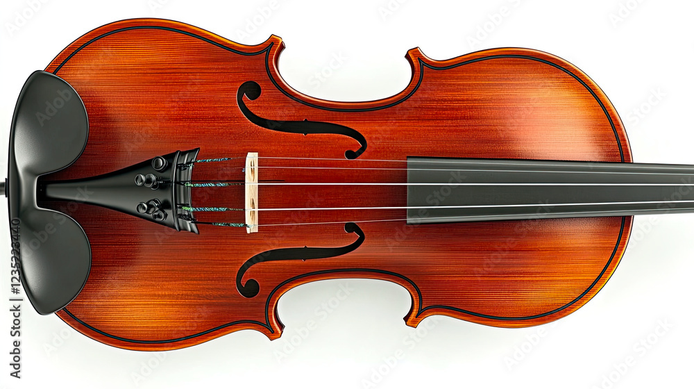 Aufkleber Elegant Violin Displayed From Above on a Clean White Background Showcasing Intricate Craftsmanship