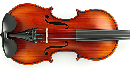 Fototapeta premium Elegant Violin Displayed From Above on a Clean White Background Showcasing Intricate Craftsmanship