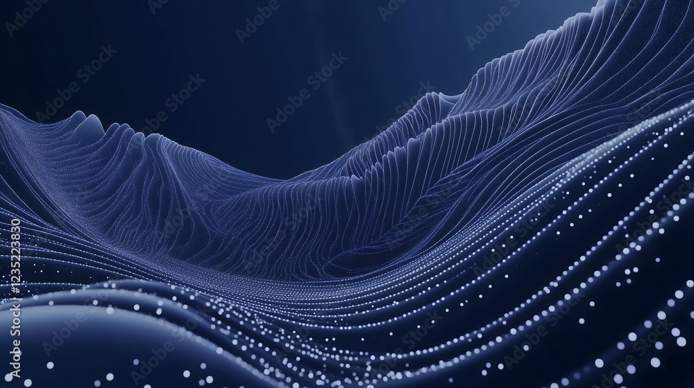 Poster cosmic arch backdrop with flowing waves and starry patterns at night in a digital landscape. generat