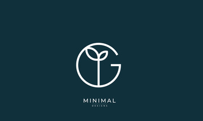 Alphabet letter icon logo G with a tree / Leaf 