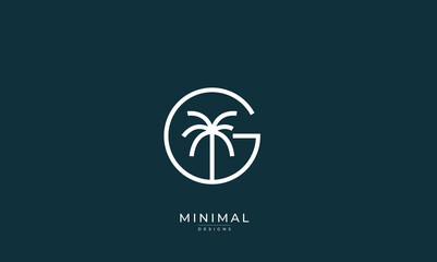 Alphabet letter icon logo G with a tree / Leaf 