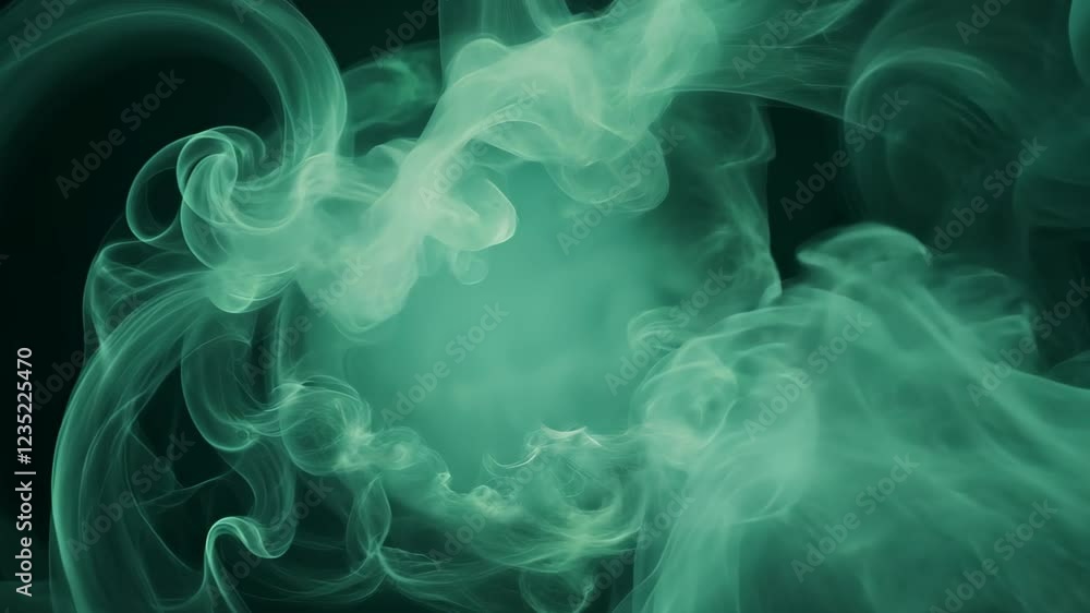 Leinwandbilder mysterious dark planet in abstract space with rotating mist in seamless loop featuring green tones i