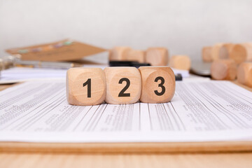 wooden block with numbers 1 2 3 on white background. ranking concept