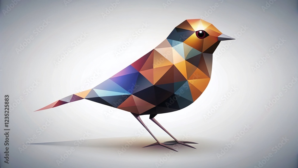 Poster abstract bird silhouette with geometric forms on minimalist backdrop