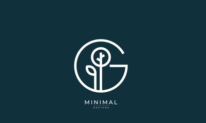 Alphabet letter icon logo G with a tree / Leaf 