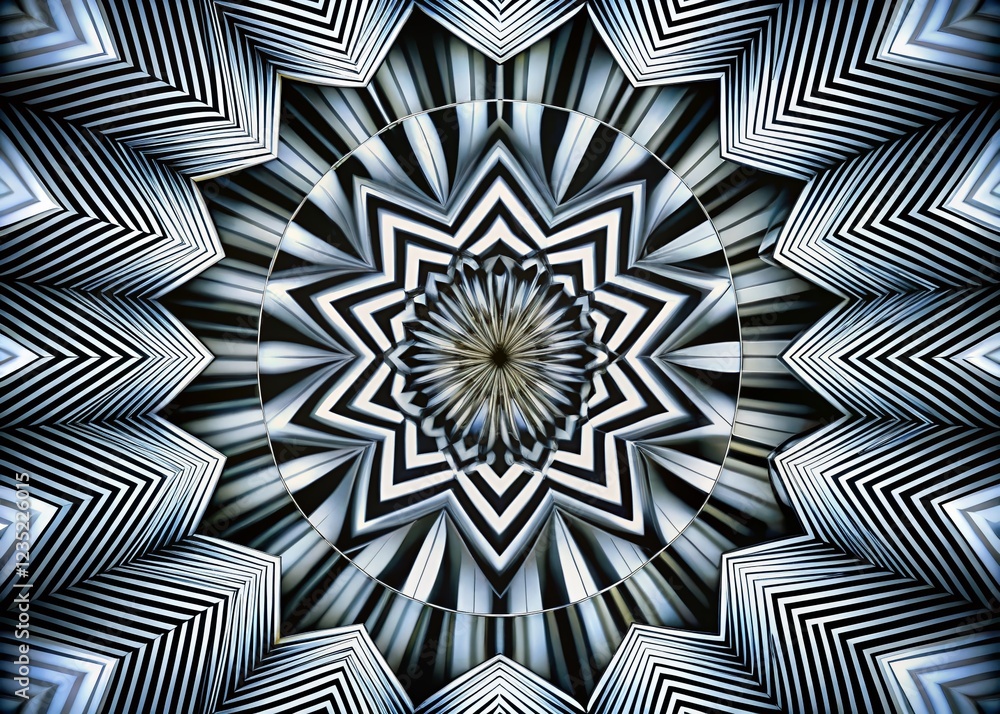 Aufkleber abstract black and white rotating patterns: dynamic motion background for modern design