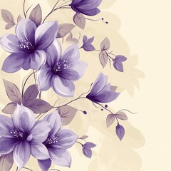 Elegant Purple Floral Design on Beige Background