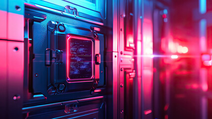 This piece showcases a Futuristic Cybernetic Interface that emits a captivating Neon Glow