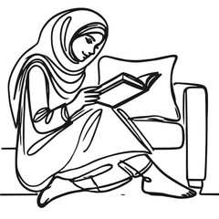 Muslim girl reading book
