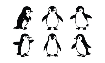 Ector Penguins Set - Cute Cartoon Penguins in Various Poses - Animal Illustration