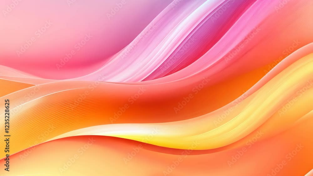 Poster dynamic fluid lines in vibrant pastel gradient background for modern digital abstract design reflect