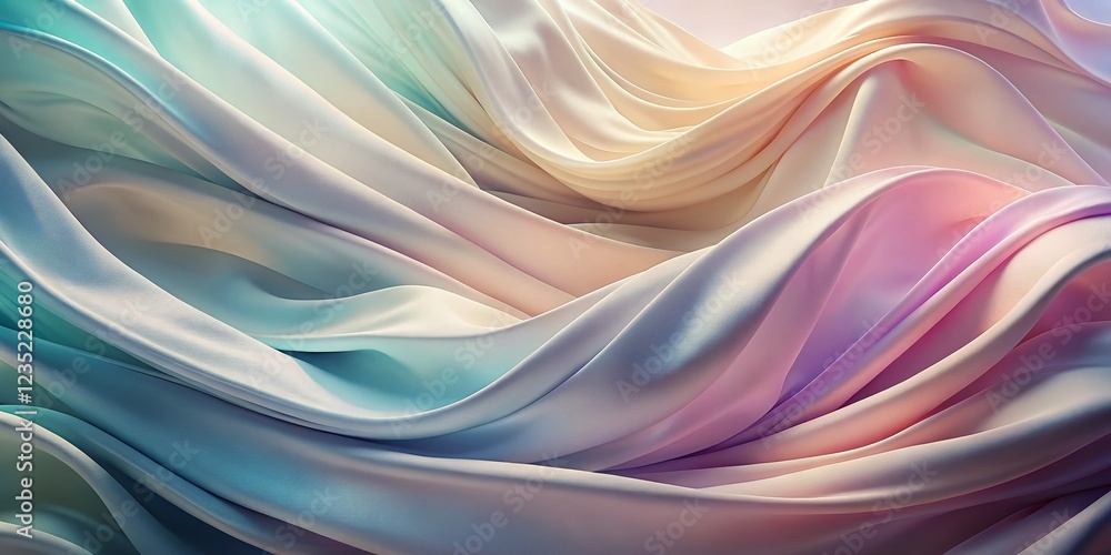 Poster abstract flowing fabric background: soft curves & draped texture with copy space
