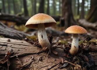 Close-up of a mushroom growing out of decaying wood,  tree roots,  organic growth