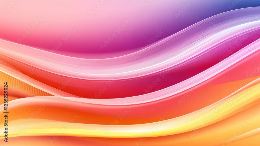Poster dynamic fluid lines in vibrant pastel gradient background for modern digital abstract design reflect
