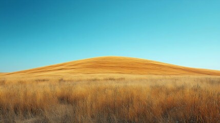 A field of tall grass with a blue sky in the background