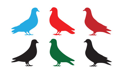 Colorful Pigeon Vector Art Collection - Red, Blue, Green Black Birds Design
