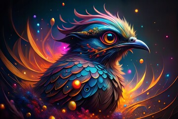 Fototapeta premium Abstract Night Bird: Flowing Brushstrokes, Dark Avian Art