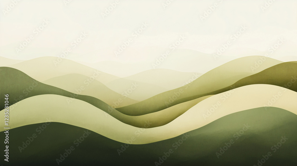 Aufkleber serene nature inspired arc background with soft hues of green and subtle gradients. generative ai