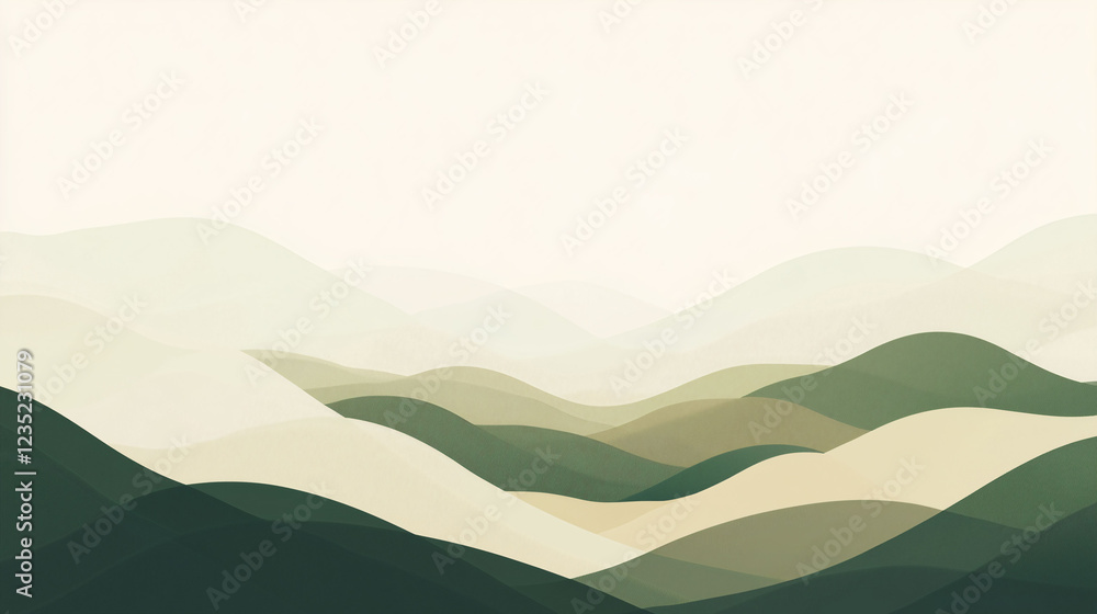 Aufkleber serene nature themed backdrop features soft hills and gentle colors for a calming atmosphere. genera