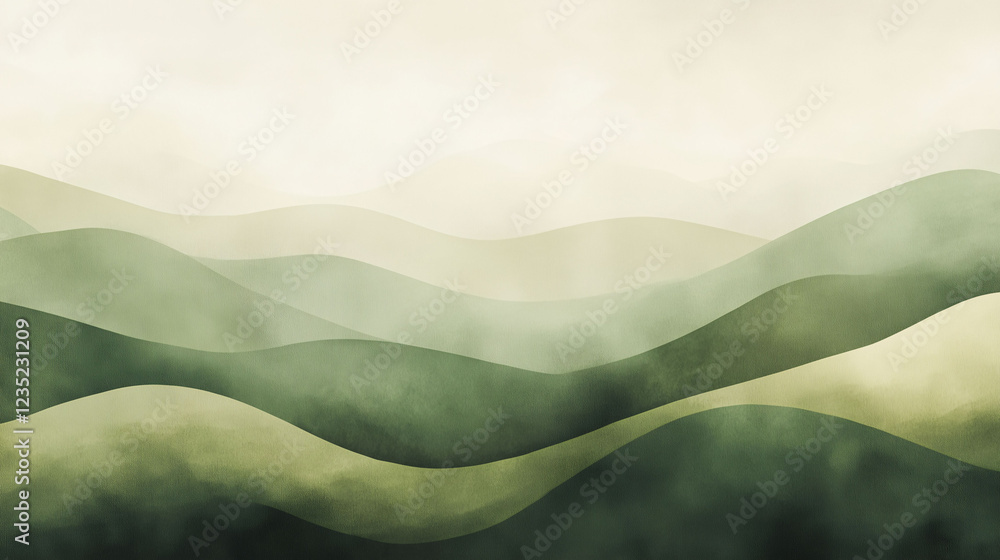 Aufkleber serene nature backdrop featuring soft rolling hills with gentle colors and calming tones at dusk. ge