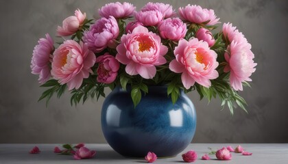 Colorful bunch of peony flowers arranged in a vase ,  bloom,  floral