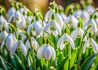 Fototapeta premium Abundant Snowdrops: A Delicate Field of Spring Flowers