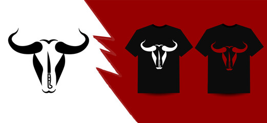 Bill or Buffalo Head, Vector Logo, Black Outline on White Background
