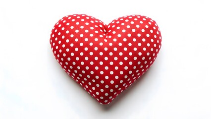 Obraz premium Red Heart-Shaped Pillow with White Polka Dots