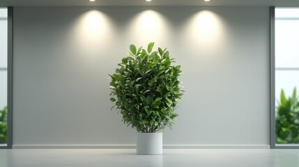 Fototapeta premium Indoor plant in modern office, bright lighting