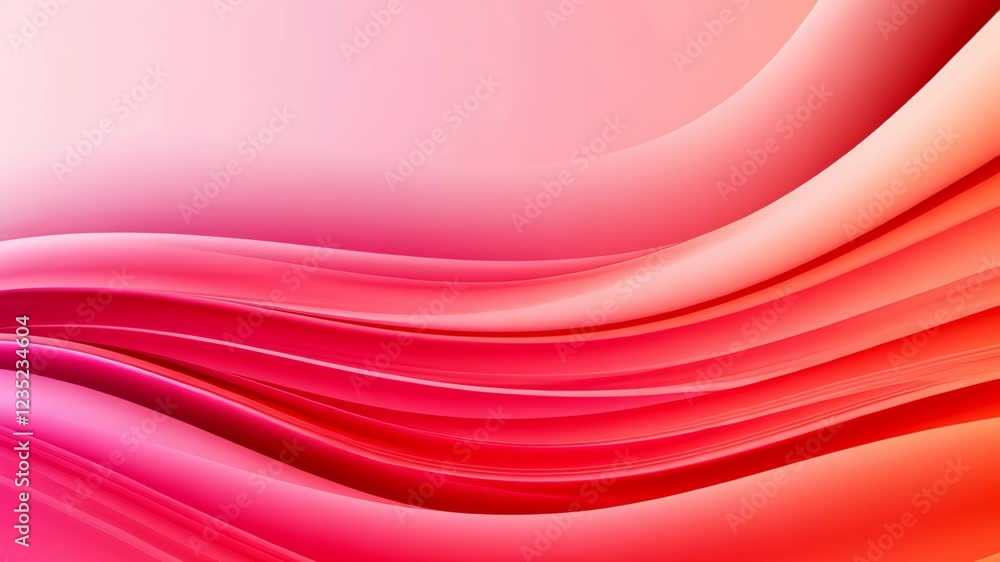 Poster vibrant red and pink abstract fluid art design with dynamic waves and smooth gradient contrast in mo