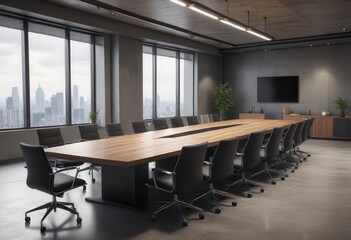 Fototapeta premium Conference table with architects seated around it, , sketches