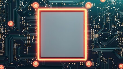 Fototapeta premium Futuristic motherboard design with glowing edges and intricate circuitry (abstract background)