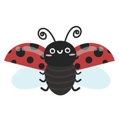 Hand drawn cute ladybug. Suitable for clip art, stickers, flat design illustration, etc