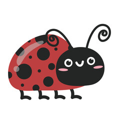 Hand drawn cute ladybug. Suitable for clip art, stickers, flat design illustration, etc