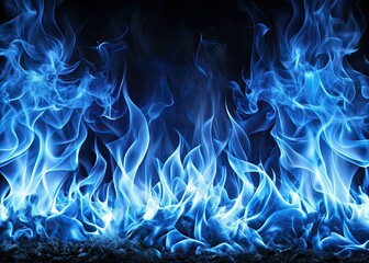 3D Burning Blue Fire Flame Border Double Exposure