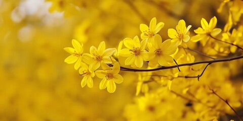 Obraz premium Bright yellow blossoms create a stunning visual, exuding warmth and cheerfulness in nature.