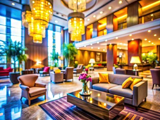 Abstract Blurred Hotel Lobby Interior, Fashion Photography