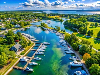 Aerial Panorama of Port Perry Harbor and Marina