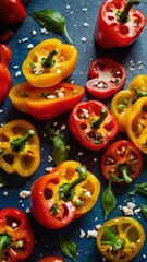 Vibrant Roasted Sweet Pepper Salad with Cherry Tomatoes and Feta Cheese