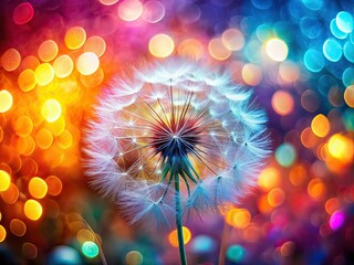 Abstract Dandelion Seeds, Blurred Nature Bokeh, Landscape Photography