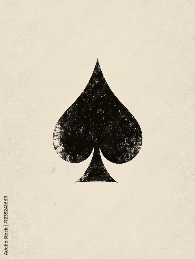 Aufkleber playing card spade symbol displayed on textured background evoking classic design and nostalgic feel