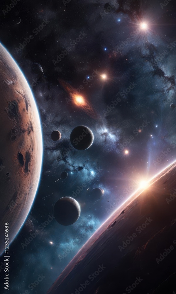 Canvas Prints deep space galaxy background with numerous stars and planets, celestial, astronomy